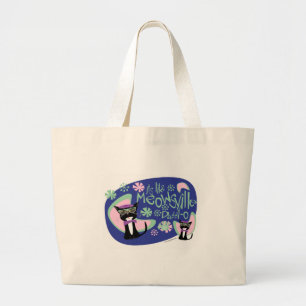 Meowsvilleのお父さんOのビート族の子猫 ラージトートバッグ