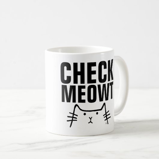 MEOWT CATコーヒおもしろいーマグをチェック コーヒーマグカップ (正面右)