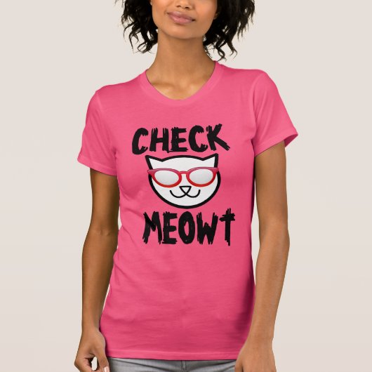 MEOWT Cat Tおもしろいシャツのチェック Tシャツ (正面)