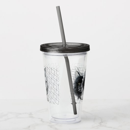 Meowt Geometric Catストレスしない アクリルタンブラー (左)