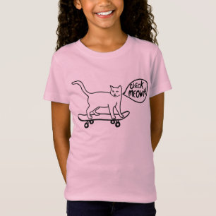 Meowt Punnyのスケートボードをする猫を点検して下さい Tシャツ