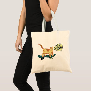 Meowt Punnyのスケートボードをする虎猫猫を点検して下さい トートバッグ