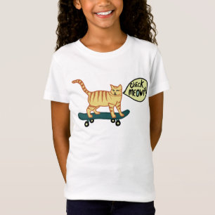 Meowt Punnyのスケートボードをする虎猫猫を点検して下さい Tシャツ