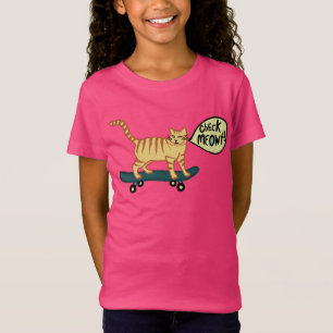 Meowt Punnyのスケートボードをする虎猫猫を点検して下さい Tシャツ
