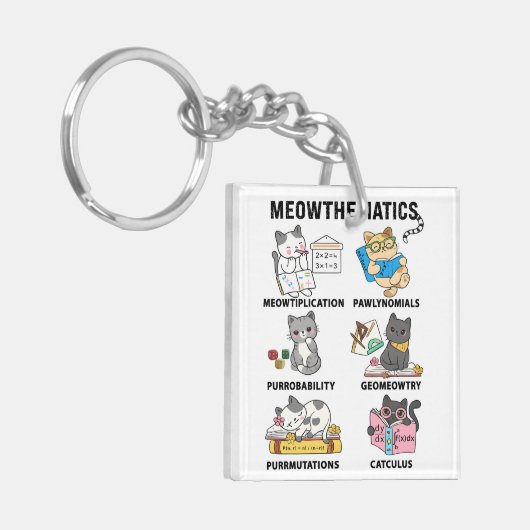 Meowthematics Funny Math Cat Puns For Math Lovers キーホルダー (正面左)