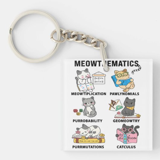 Meowthematics Funny Math Cat Puns For Math Lovers キーホルダー (正面)