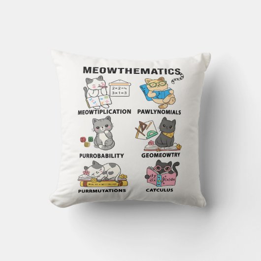 Meowthematics Funny Math Cat Puns For Math Lovers クッション (正面)