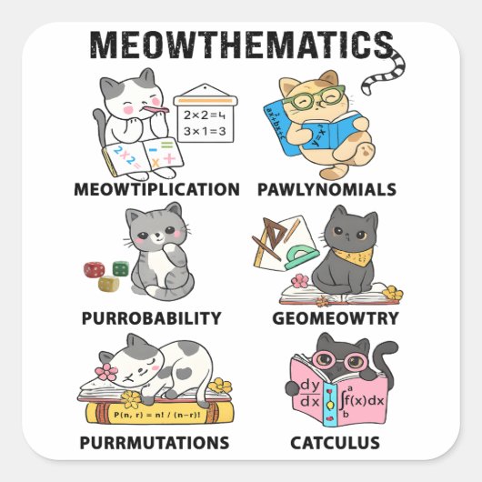 Meowthematics Funny Math Cat Puns For Math Lovers スクエアシール (正面)