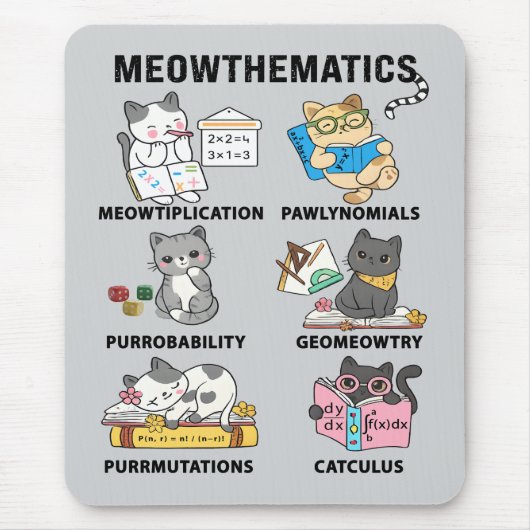 Meowthematics Funny Math Cat Puns For Math Lovers マウスパッド (正面)
