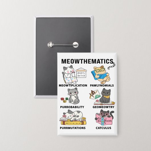 Meowthematics Funny Math Cat Puns For Math Lovers 缶バッジ (正面/裏面)