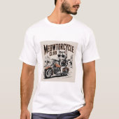 Meowtorcycle Club Biker Cat on Chopper Motorcycle  Tシャツ (正面)