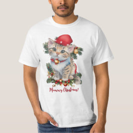 Meowwyクリスマス子猫クリスマス Tシャツ
