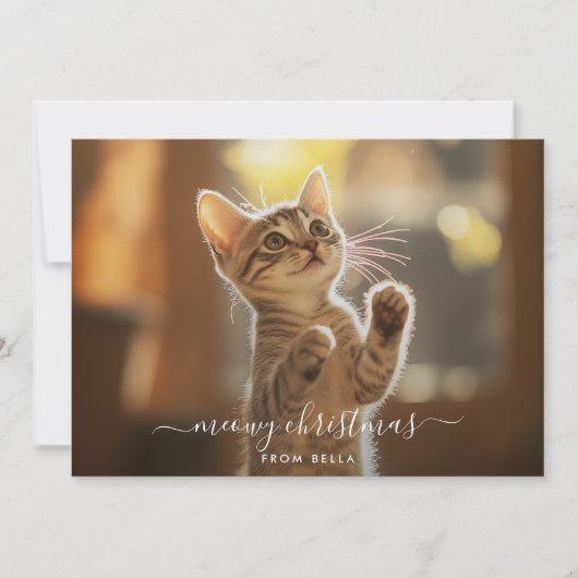 Meowyいけな Christmasキャットおもしろいオーバーレイ写真 シーズンカード (正面)