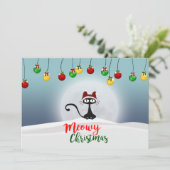 Meowyのかわいいクリスマスの平らな休日カード シーズンカード (スタンド正面)