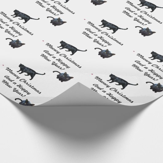 Meowyのクリスマスおよび幸せの年papeを包む鳴きます ラッピングペーパー (角)