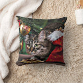 Meowyのクリスマスのおもしろいな子猫猫の枕 クッション (ブランケット)