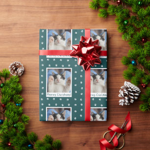 Meowyのクリスマスパーソナライズなペット猫の写真 ラッピングペーパー