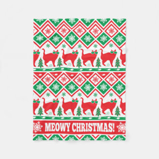 Meowyのクリスマス毛布! 醜いクリスマスのデザイン! フリースブランケット