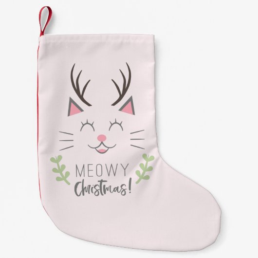 Meowyのクリスマス|のかわいい猫好きのイラストレーション スモールクリスマスストッキング (正面)