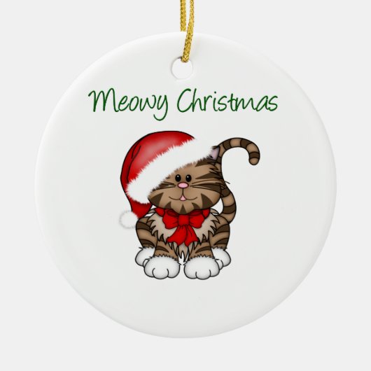 Meowyのクリスマス セラミックオーナメント (正面)