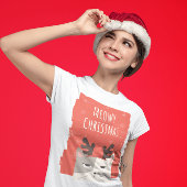 MEOWYクリスマスかわいい女の子レディースクリスマス Tシャツ