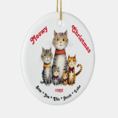 Meowyクリスマスウォーターカラーキャットファミリーカスタマイズ可能 セラミックオーナメント (右)
