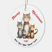 Meowyクリスマスウォーターカラーキャットファミリーカスタマイズ可能 セラミックオーナメント (左)