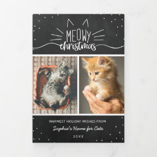 Meowyクリスマスフォトコラージュ猫シェルター 三つ折りクリスマスカード