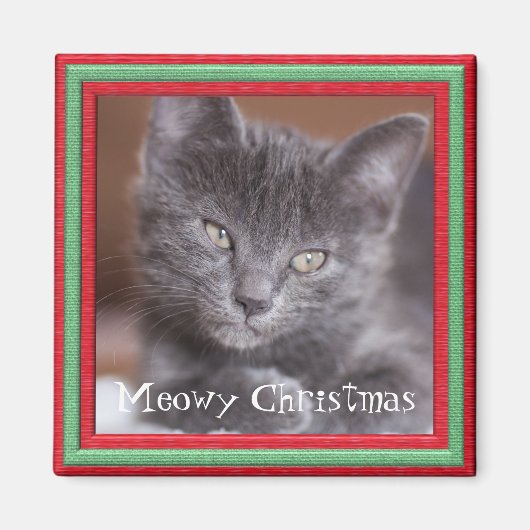 Meowyクリスマスフレームカスタマイズ可能子猫 マグネット (正面)