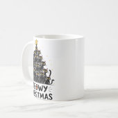 Meowyクリスマス猫ツリー子供たち女の子たちMeowy コーヒーマグカップ (正面左)
