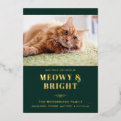 Meowy and Bright Cat Photo Gag Christmas 箔シーズンカード (正面)