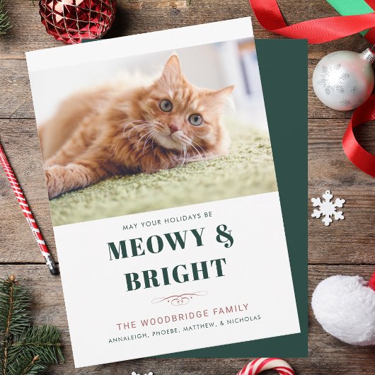 Meowy and Bright Christmas Cat Photo Gag シーズンカード