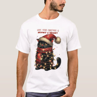 Meowy & Bright CatクリスマスTシャツ Tシャツ