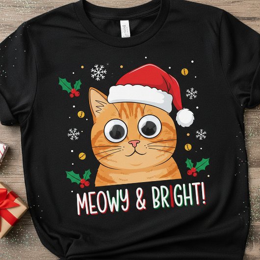 Meowy & Bright Christmas V-Cat – Funny Santa Cat  Tシャツ