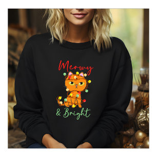 Meowy & Bright cute orange cat christmas lights スウェットシャツ