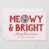 Meowy & Bright Doodle Catフォトクリスマス シーズンカード (正面)