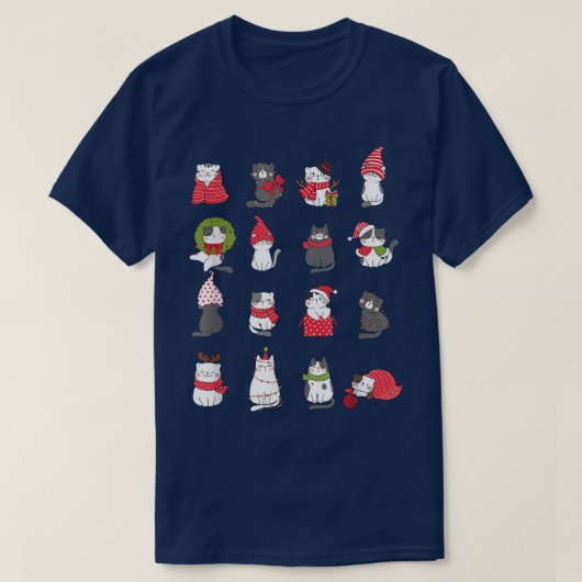 Meowy Cat Christmas Cute Santa Cats lovers  Tシャツ (デザイン正面)