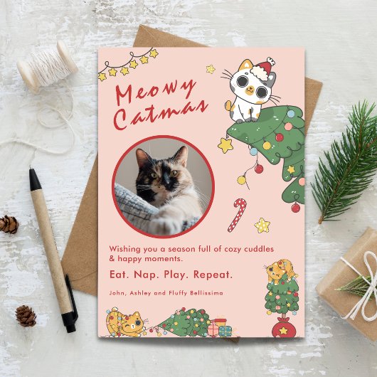 Meowy Catmas | かわいい猫のクリスマス写真 シーズンカード