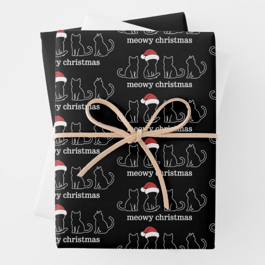 Meowy Catmas Cat Christmas Cute Kitten Cats Santa  ラッピングペーパーシート (インサイチュ)