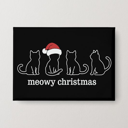 Meowy Catmas Cat Christmas Cute Kitten Cats Santa  缶バッジ (正面)