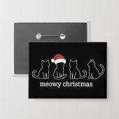 Meowy Catmas Cat Christmas Cute Kitten Cats Santa  缶バッジ (正面/裏面)