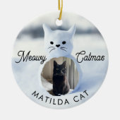 Meowy Catmas Cat Christmas Holiday Ornament セラミックオーナメント (正面)