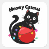 Meowy Catmas - Cat with Christmas ornament スクエアシール (正面)