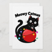 Meowy Catmas - Cat with Christmas ornament 招待状 (正面/裏面)