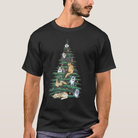 Meowy Catmas Christmas Tree Cat Christmas Outfit Tシャツ (正面)