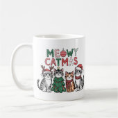 Meowy Catmas Cute Christmas Cats – Funny Holiday コーヒーマグカップ (左)