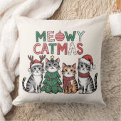 Meowy Catmas Cute Christmas Cats - Holiday Decor クッション (ブランケット)