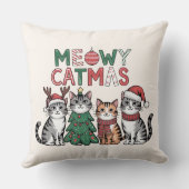 Meowy Catmas Cute Christmas Cats - Holiday Decor クッション (裏面)