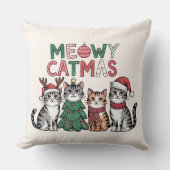 Meowy Catmas Cute Christmas Cats - Holiday Decor クッション (正面)