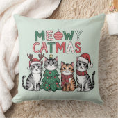 Meowy Catmas Cute Christmas Cats - Holiday Decor クッション (ブランケット)